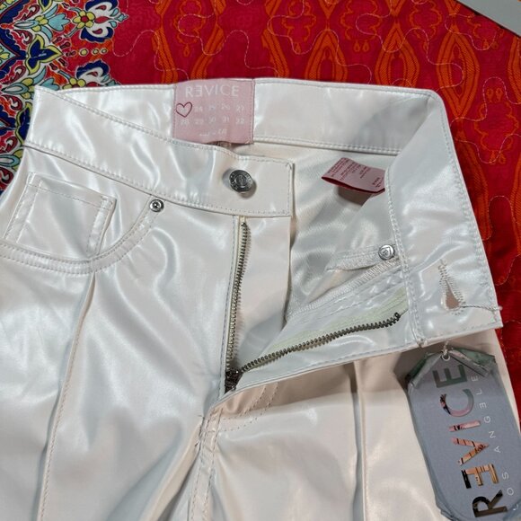 Revice White Vegan Leather Mid-Rise Flared Wide Leg Pants 23 (ACT22x33) NWT - Picture 12 of 16